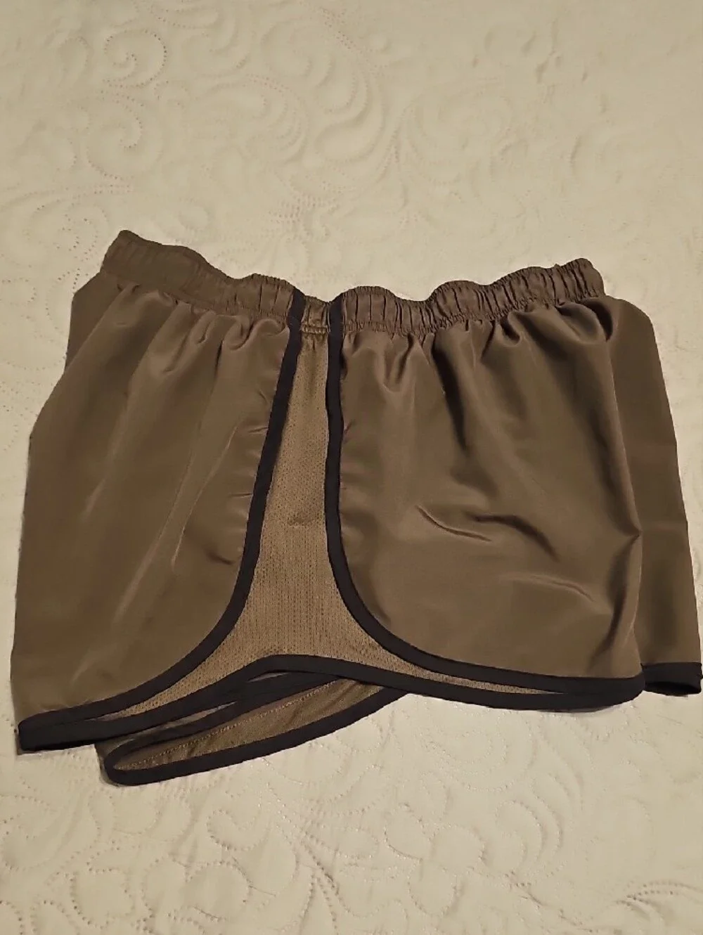 Nike Women’s Olive Green Athletic Running Shorts with Black Trim